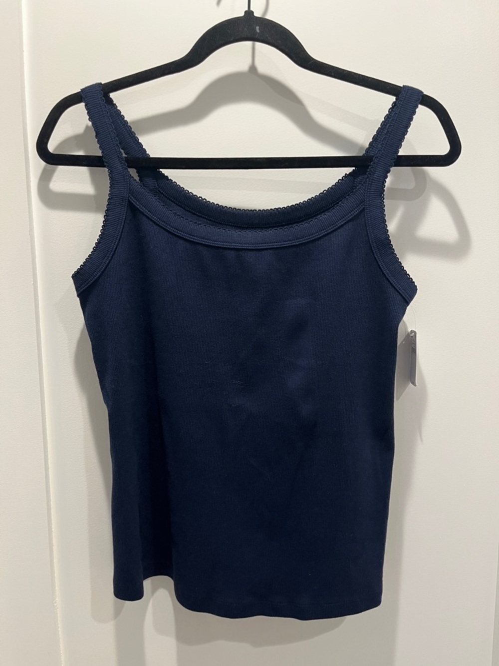 Old Navy Women's Navy Ribbed Tank Top w/ Scalloped Edge